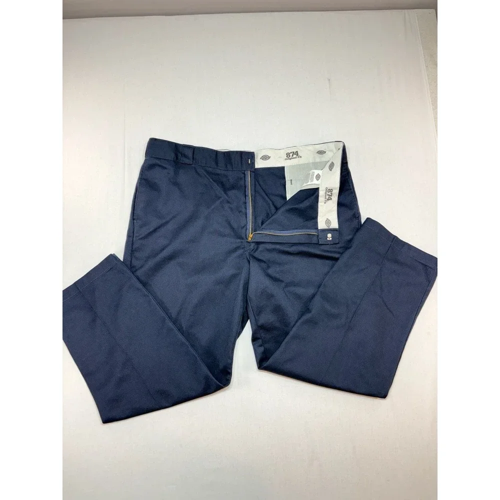 Dickies 874 Original Fit Flex Work Pants Navy Blue 44x30 Mens Straight Leg